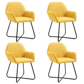 Dining Chairs 4 pcs Yellow Fabric