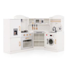 Toddler Corner Play Kitchen with Range Hood Ice Maker