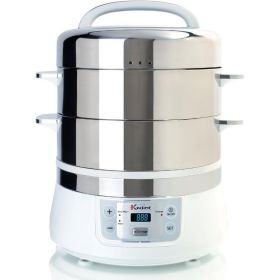 Euro Cuisine FS2500 Electric Food Steamer, Versatile Vegetable Steamer & Steam Cooker Ideal for Fish, Veggie, Meat,1200 Watts