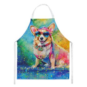 Corgi Hippie Dawg Apron Cooking Kitchen Server Baking Crafts Gardening for Adult Women Men, Unisex, Large, Multicolor