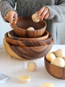 Acacia wooden bowl wooden tableware (Option: 4 Piece Green)