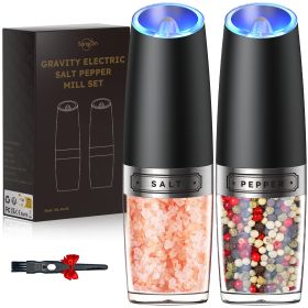 Gravity Electric Salt And Pepper Grinder Set Automatic Shakers Mill Grinder With LED Light, Battery Powered Adjustable Coarseness One Hand Operation, (Option: 4 Piece Green)