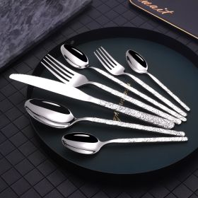 Embossed Textured Handle Steak Cutlery Western Cutlery (Option: 4 Piece Green)