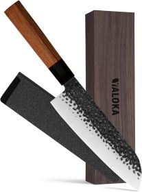 8 Inch Gyuto Knife - Professional Japanese Chef Knife - 3 Layers 9CR18MOV High Carbon Steel - Hand Hammered Blade Kitchen Knife (Option: 4 Piece Green)