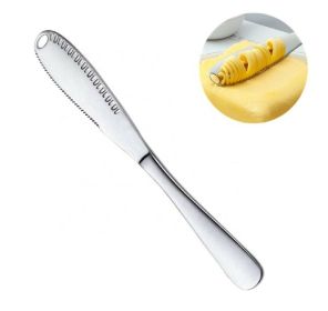 3 In 1 Stainless Steel Butter Spreader Knife Butter Curler Spreader Butter Knife (Option: 4 Piece Green)