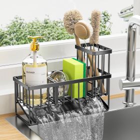 Kitchen Sink Caddy,Rustproof 304 Stainless Kitchen Gadgets Sink Accessories (Color: Black)