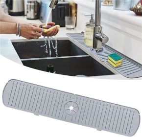 Kitchen Sink Splash Guard Plus Size Silicone Sink Faucet Drying Mat (Color: Gray, size: L)