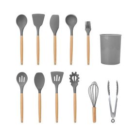 Kitchen Silicone Cooking Tool Utensil Set (Type: 11pcs, Color: Gray)