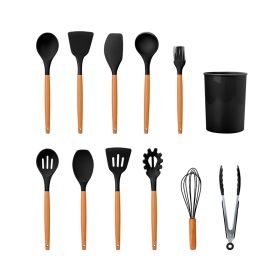 Kitchen Silicone Cooking Tool Utensil Set (Type: 11pcs, Color: Black)