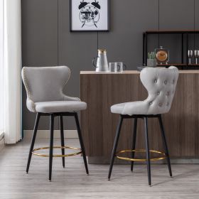 A&A Furniture,Counter Height 25" Modern Leathaire Fabric bar chairs,180Â° Swivel Bar Stool Chair for Kitchen (Color: as Pic)