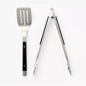 2pc Stainless Steel Grill Set Silver (Color: Silver)