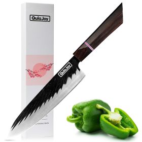 Qulajoy 8 Inch Japanese Chef Knife, Professional Hand Forged High Carbon Steel Kitchen Chef Knife,Cooking Knife With Ebony Handle (Option: 4 Piece Green)